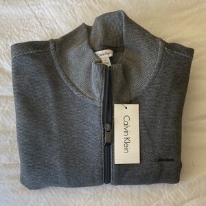 Calvin Klein Men's Zip Up Charcoal Sweater